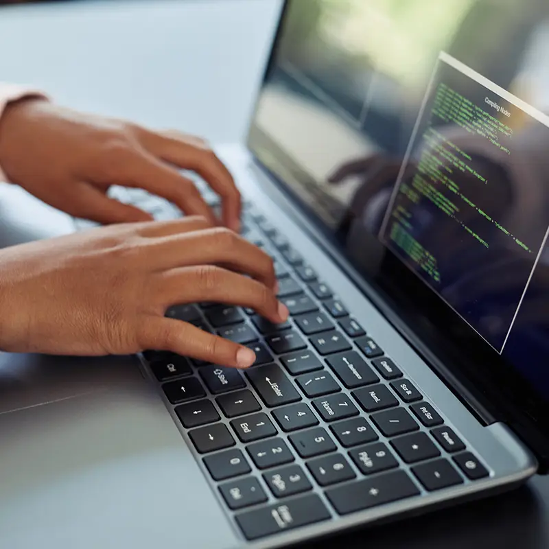 Developer writing code for secure proxy API connection