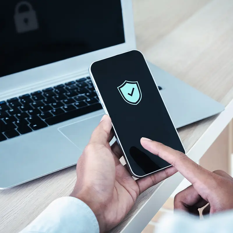 User safely checking websites with dedicated ISP residential proxies